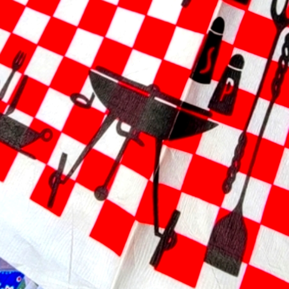 Unused vintage paper BBQ tablecloth 50s 60s